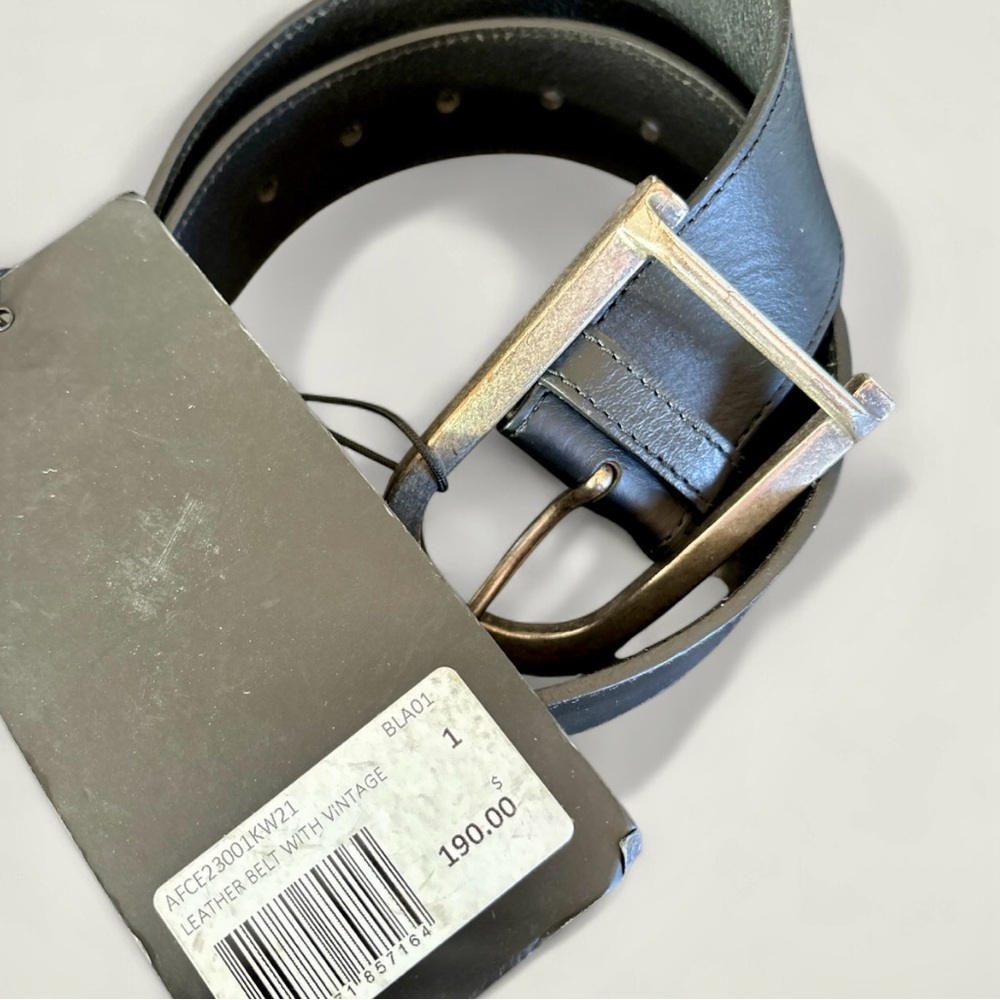 THE KOOPLES French Luxury Leather Belt with Vintage looking Silver Buckle - Picture 2 of 6